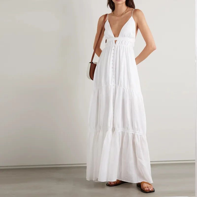 Fashion de robe licou de cou long couche en V long?