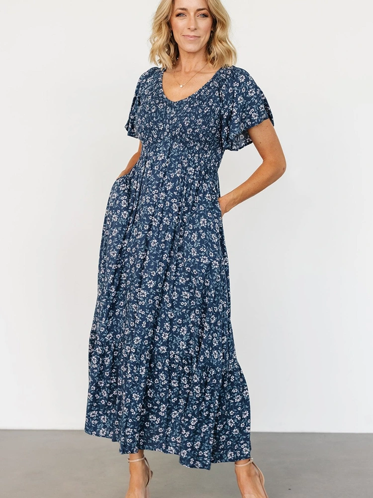 Summer Floral Print Midi Dress