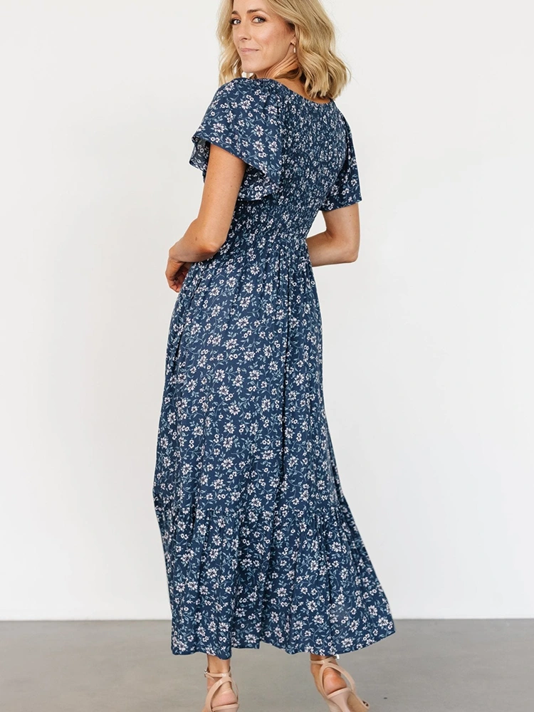 Summer Floral Print Midi Dress