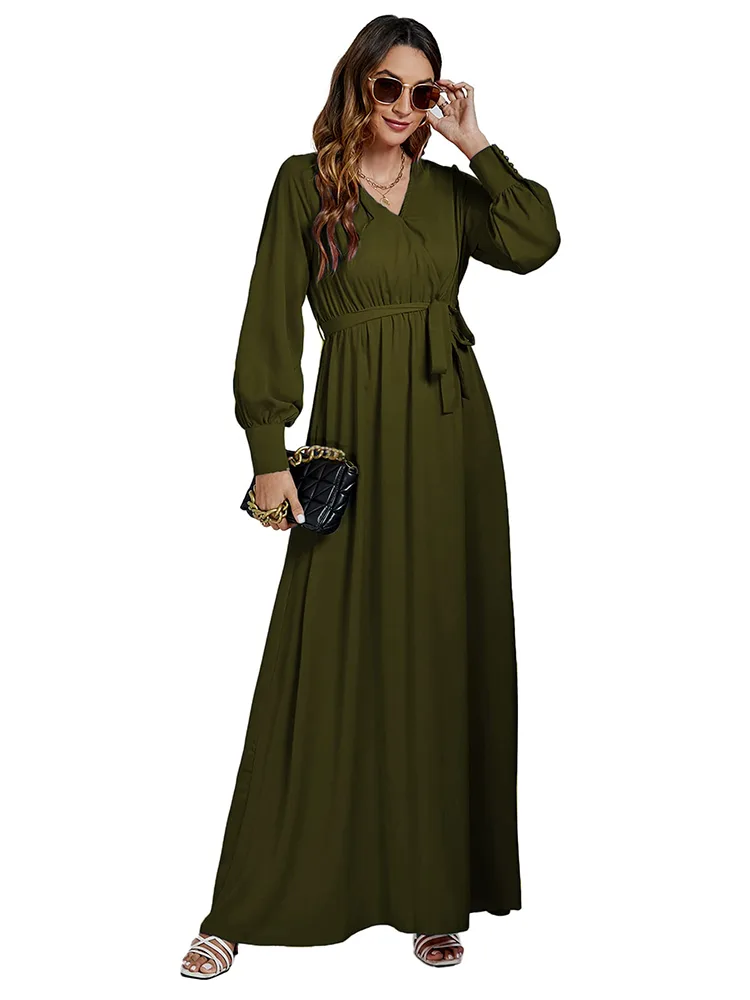 Robe longue tunique à volants pour femme